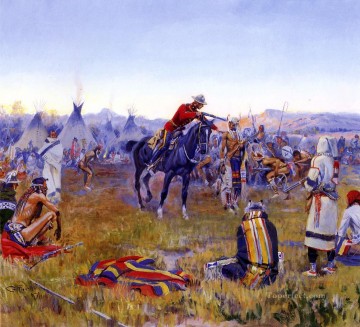 Amerikanischer Indianer Werke - Einhändig 1912 Charles Marion Russell Indianer
